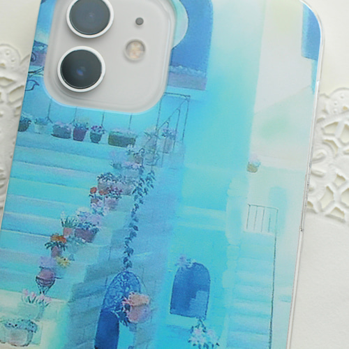 水色の街角 スマホケース Android iPhone14 Xperia5IV GalaxyA23 水色の街角 スマホケース Android iPhone14 Xperia5IV GalaxyA23