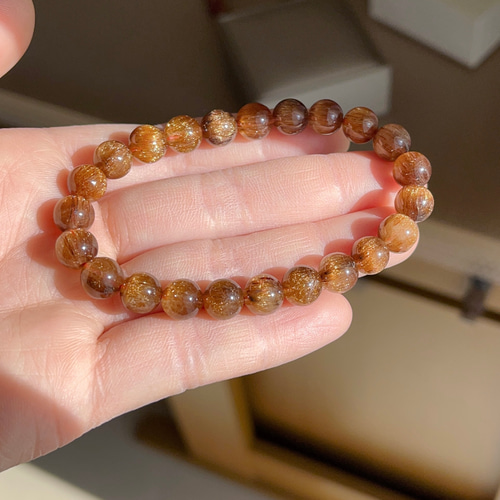 No555 天然 キャッツアイ コッパー 銅針 ルチルクォーツ ブレスレット 
