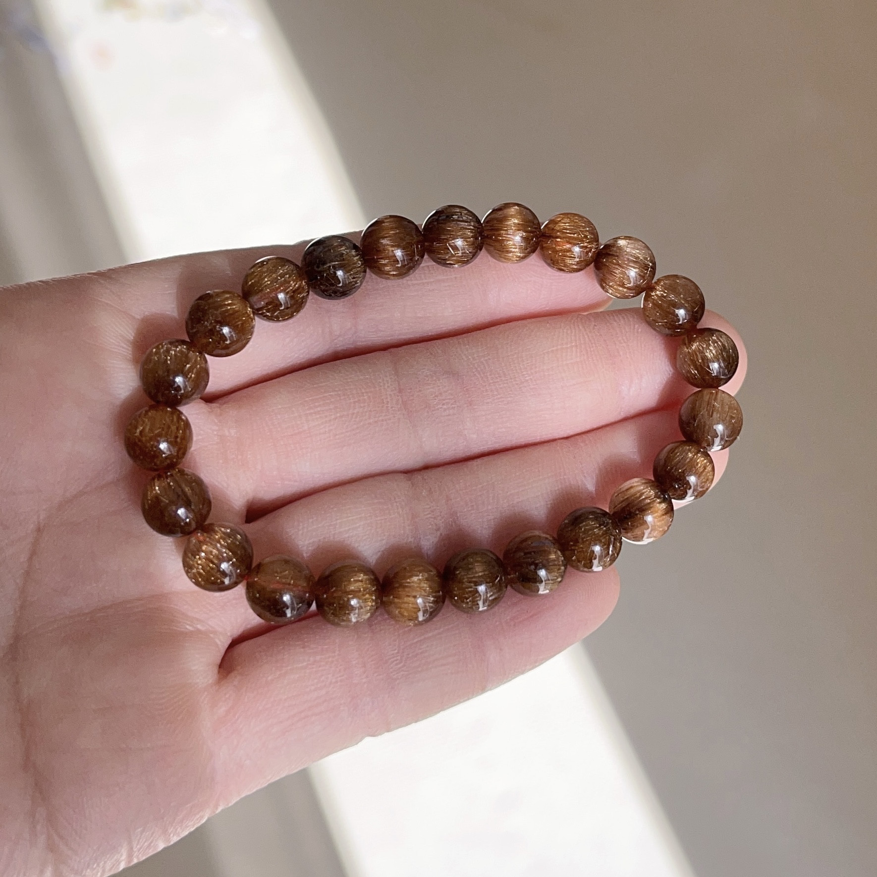 No555 天然 キャッツアイ コッパー 銅針 ルチルクォーツ ブレスレット 