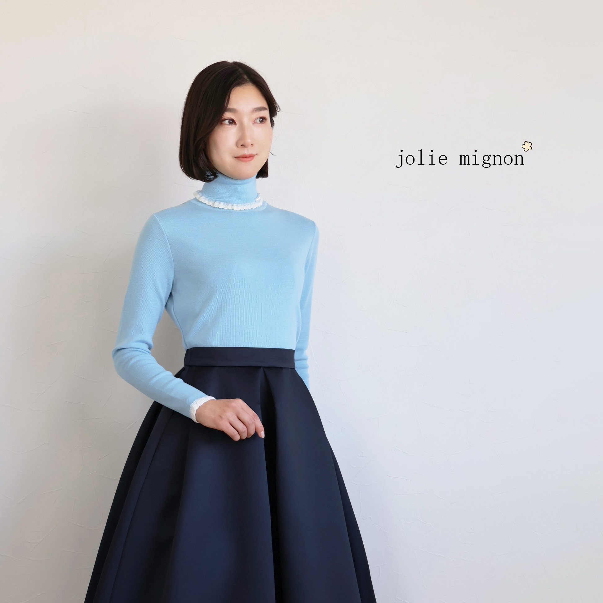 AURALEE シースルータートルネックニット ブルー サイズ1*CD11 セール】 『WEB/一部店舗限定カラー』2WAYタートルネックルーズ