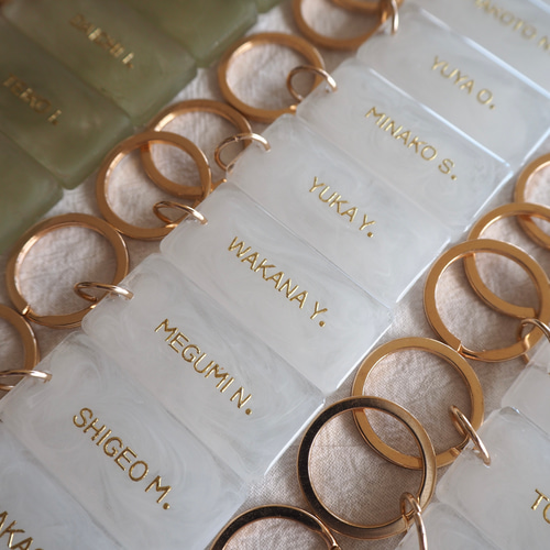 両面文字入れ可【くすみ×マーブルL】全5色 名入れ レジン キーホルダー