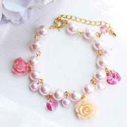 淡水パールと桜の花びらのブレスレット ブレスレット ちくわ