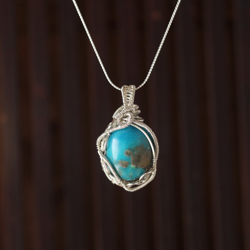 ターコイズ シルバー925 ワイヤーラッピング ペンダント ペンダント