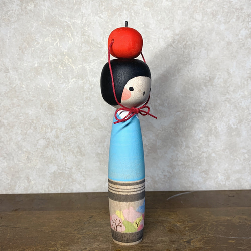 SOLD】土湯こけし《ふくしまっ子こけし 水色ちゃん》 その他置物