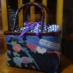 一閑張りバック 内布付き 扇柄 古文書 かごバッグ ミモザ子 通販