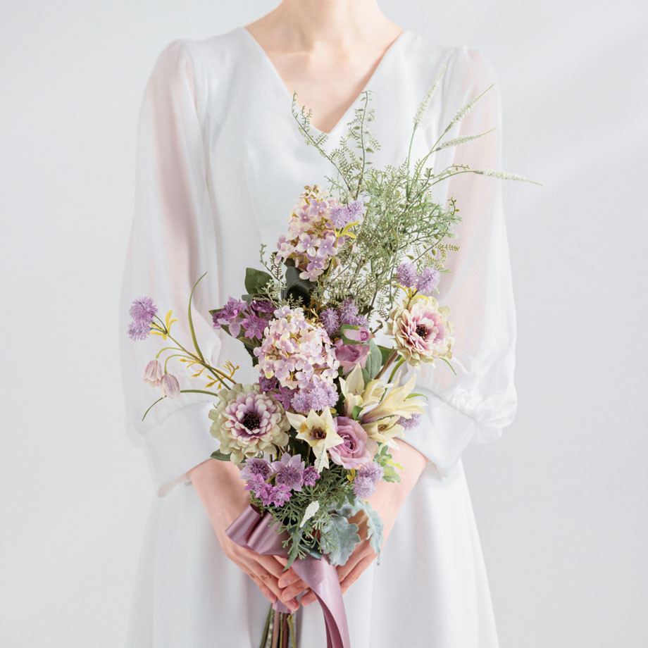 〈レンタルブーケ〉アーティフィシャルフラワーブーケ・ブートニアセット #021 pale