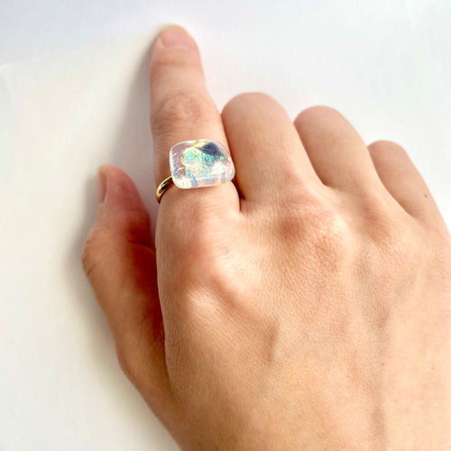 オーロラガラスのリング 指輪・リング amiglass 通販 15197901｜Creema