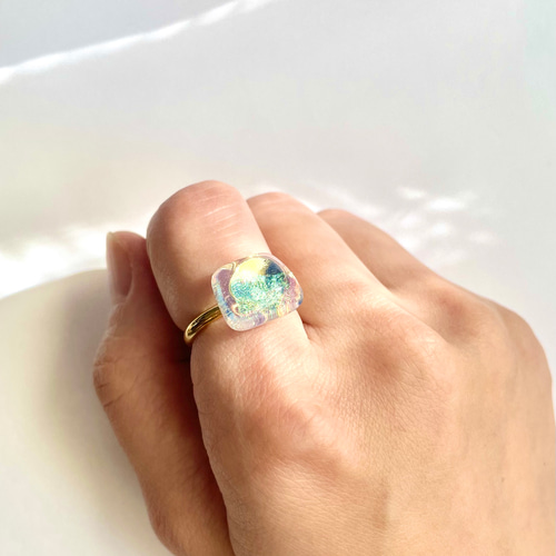 オーロラガラスのリング 指輪・リング amiglass 通販 15197901｜Creema