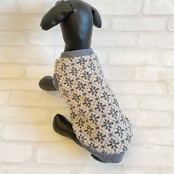 ジャガードニット　ダックス服　3サイズ　タンクトップ　ロングサイズ　犬服　犬用タンク　雪の結晶 8枚目の画像