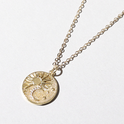 再販10超】太陽と月星コインネックレス《ゴールド》アレルギー対応◇長