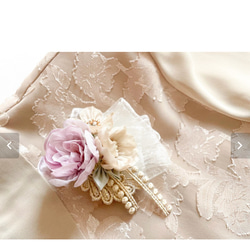 《つまみ細工》ピンク×ベージュのくすみカラーが上品なバラのコサージュ.髪飾り 4枚目の画像
