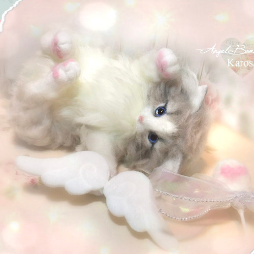 エンジェル バンビキャット 全身可動 猫 幻獣 角 羊毛フェルト