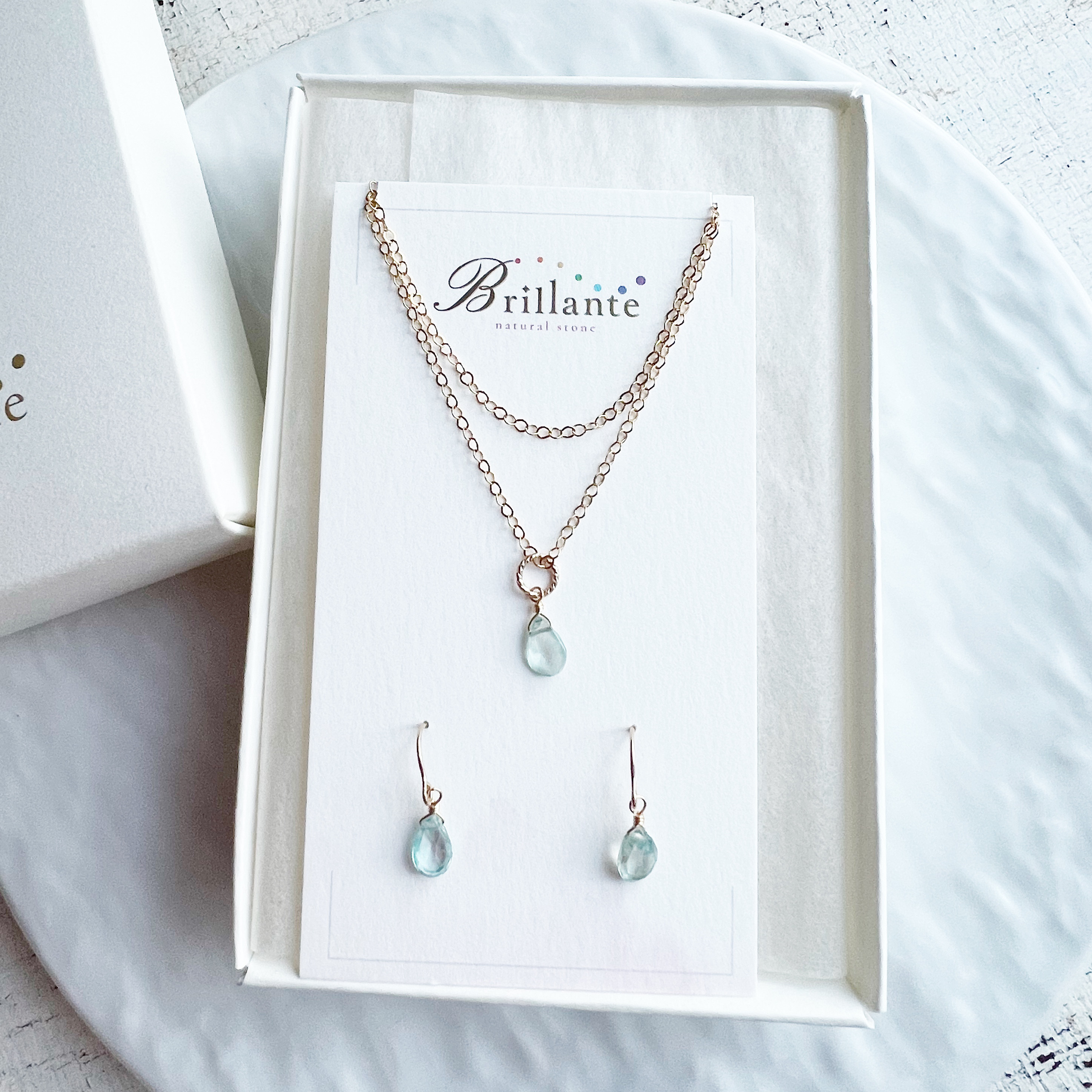 14KGF ブルージルコン ピアス＆ネックレスセット