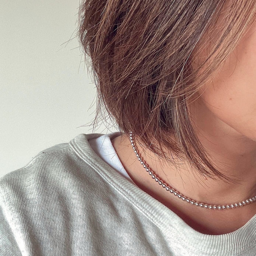 ナバホパール4mmネックレス✴︎シルバー925✴︎人気39cm ネックレス