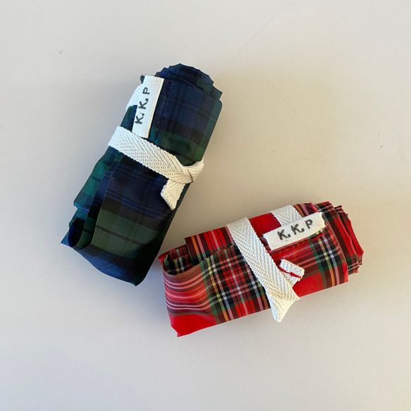 撥水タータンチェックのエコバッグ 6枚目の画像