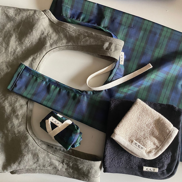 撥水タータンチェックのエコバッグ 9枚目の画像