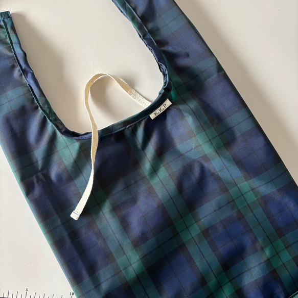 撥水タータンチェックのエコバッグ 1枚目の画像
