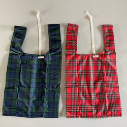 撥水タータンチェックのエコバッグ 5枚目の画像