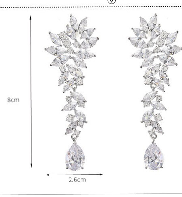 ins風！大人気！ウェディング　前撮り　結婚式　シルバー　キラキラ　イヤリング　10/111/16 5枚目の画像