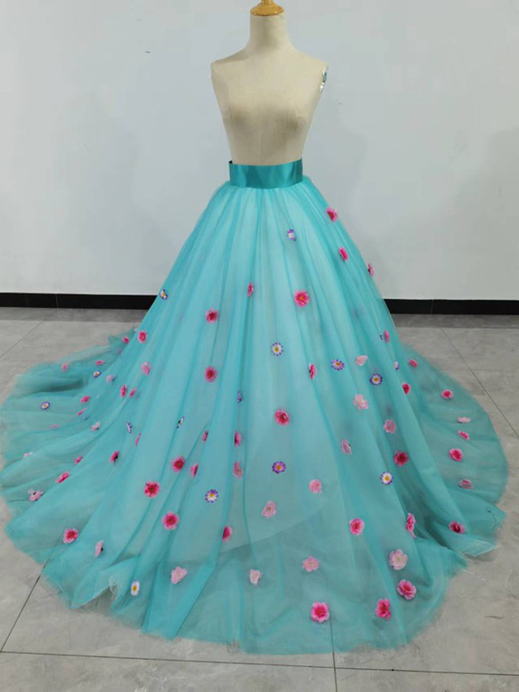 オーバードレス チュールスカート 色直し お花びら付き ウエディング  