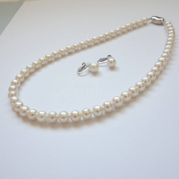 ご専用　あこや真珠　ネックレス ・イヤリングorピアスセット（パールネックレス）７ｍｍ 1枚目の画像