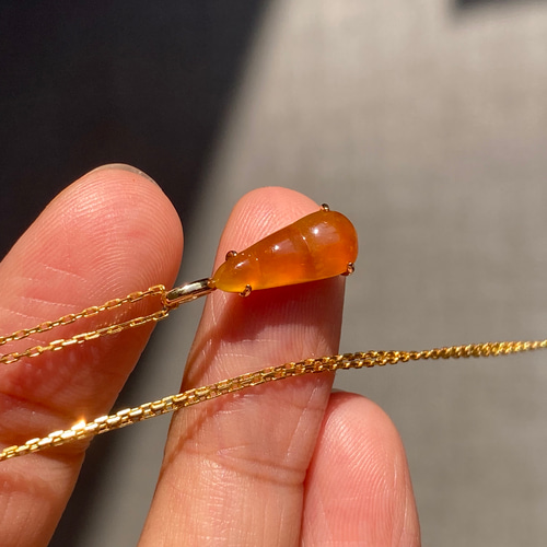 a25 k18金ゴールド 氷種 ミャンマー産 本翡翠 キャラメル色 福豆