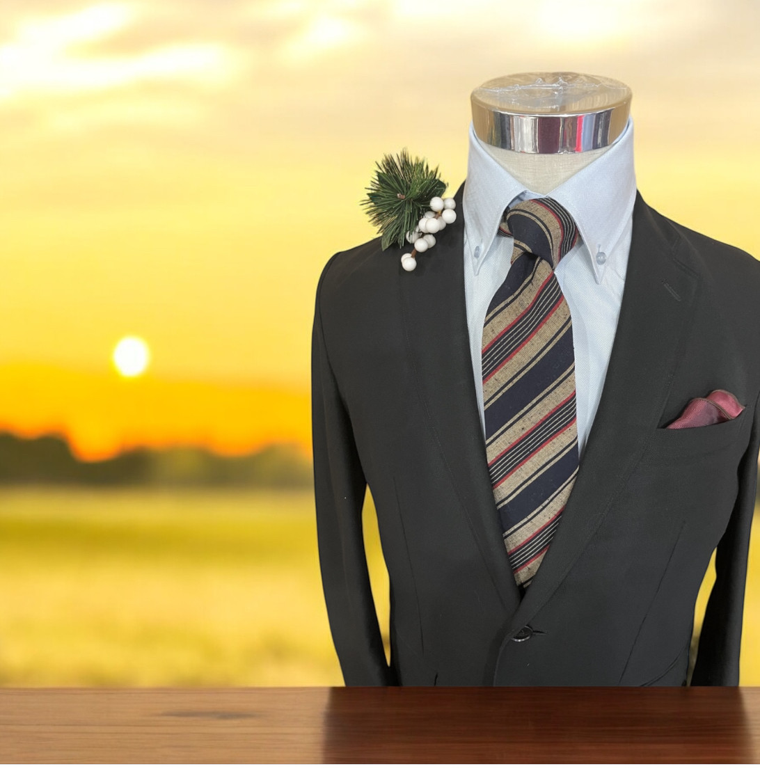 浜松遠州織千織ネクタイ　遠州縞 海雲