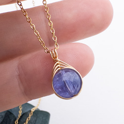 高品質 タンザナイト ペンダント ネックレス ステンレス ワイヤーラッピング p050s 4枚目の画像