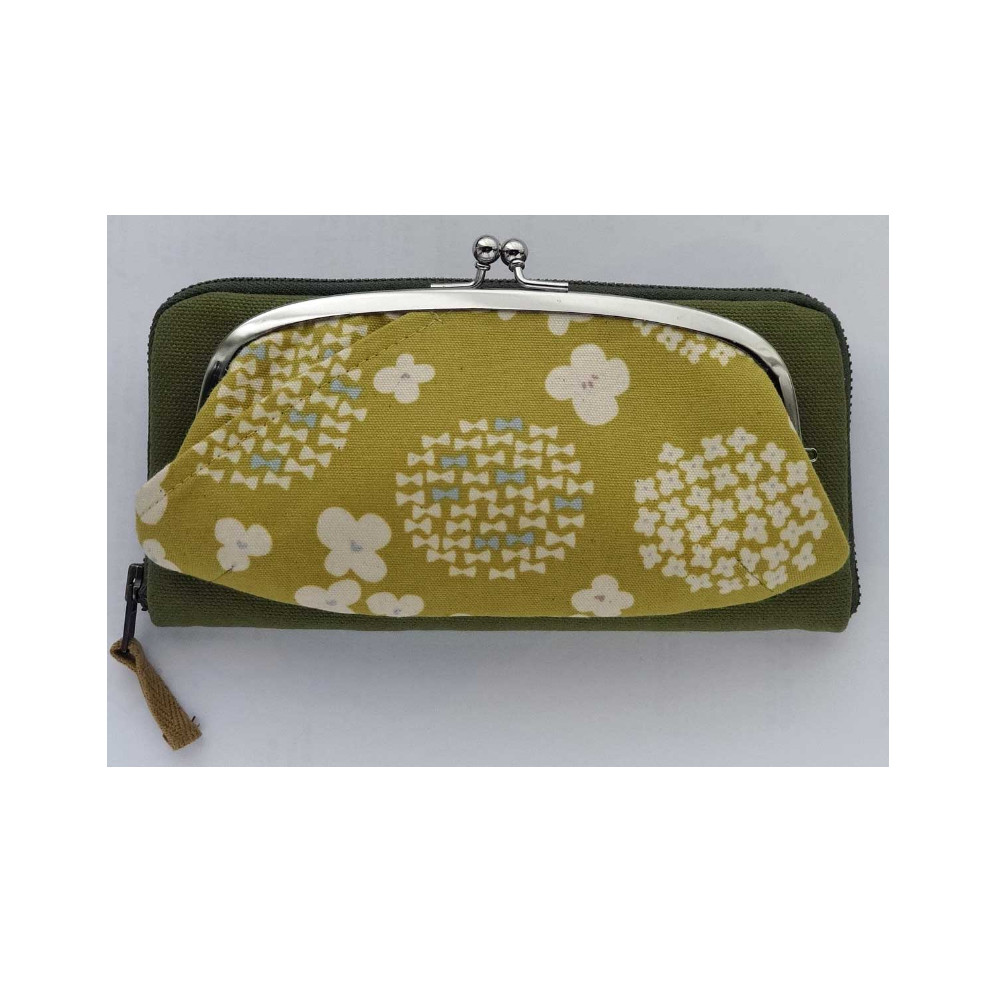 がま口付き長財布　あじさい レモングラス色