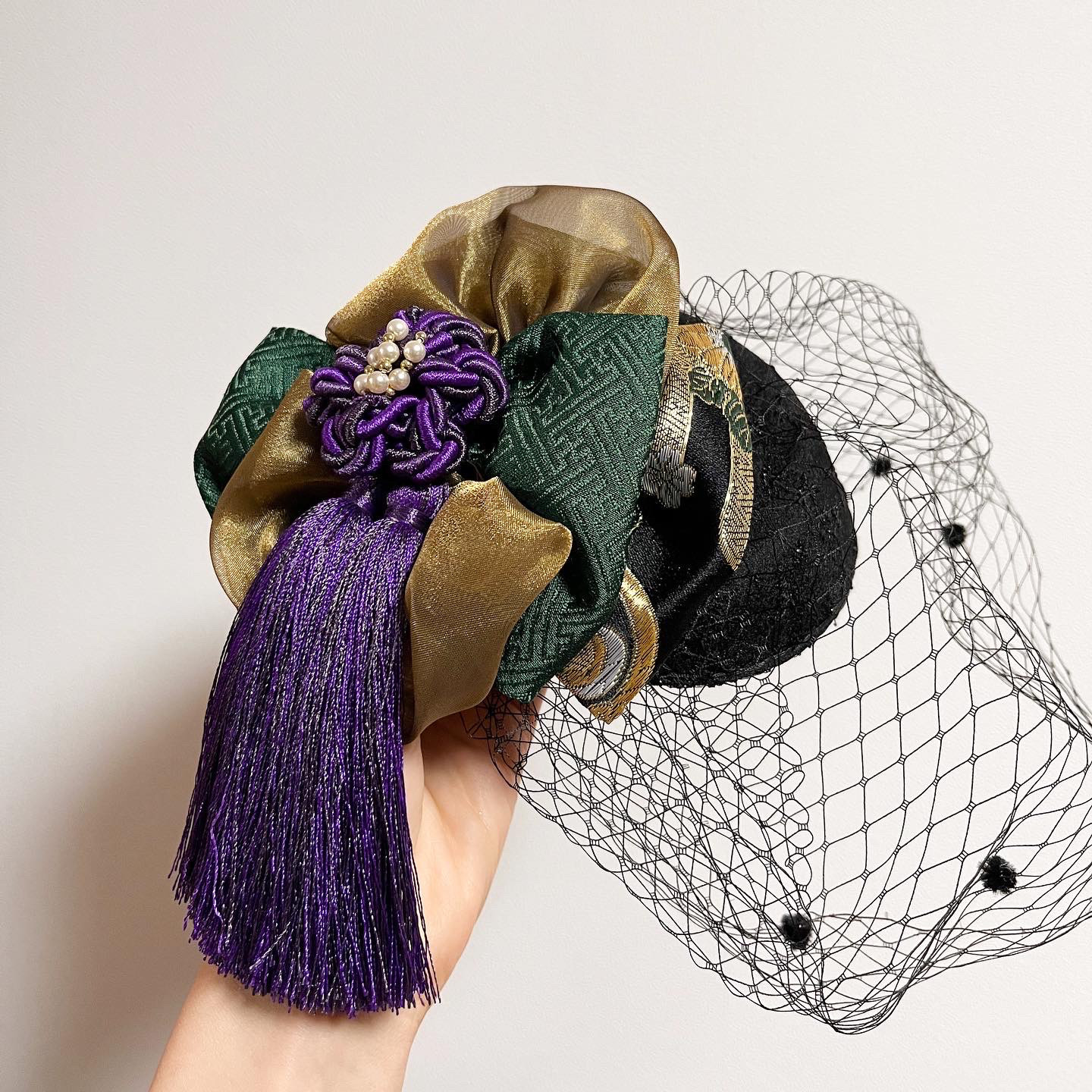 《受注生産》トーク帽　ウエディングハット　カクテルハット　ヘッドドレス　和装　成人式　卒業式　着物　ウエディング