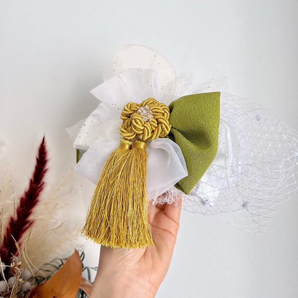 《受注生産》トーク帽　ウエディングハット　カクテルハット　ヘッドドレス　和装　成人式　卒業式　着物　ウエディング 2枚目の画像