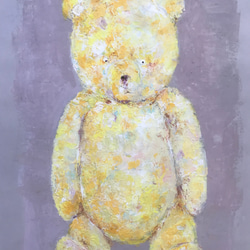 フランスのアンティークのクマ 額付き水彩画 アクリル画 クマの絵