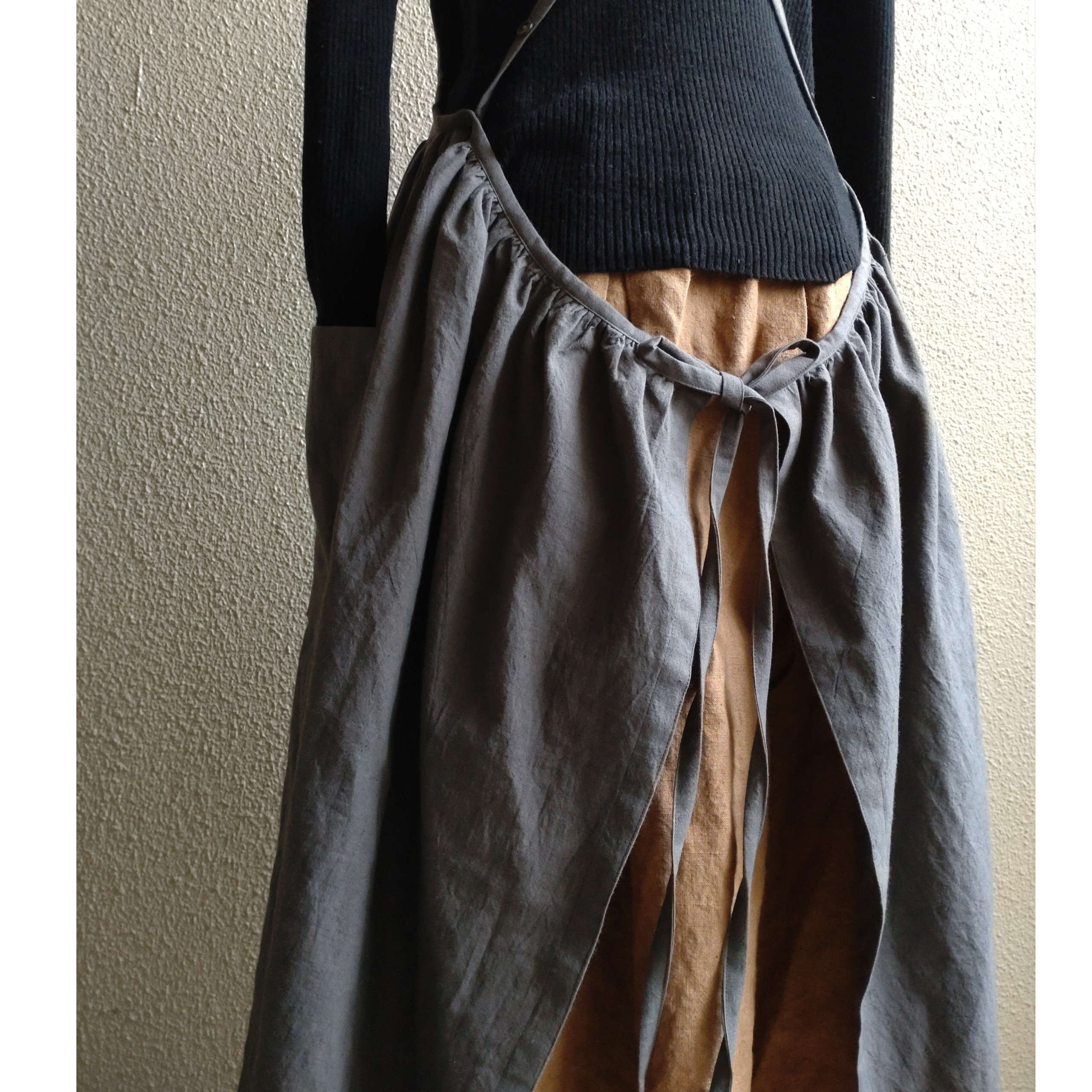 コットンリネン☆3wayギャザーエプロン