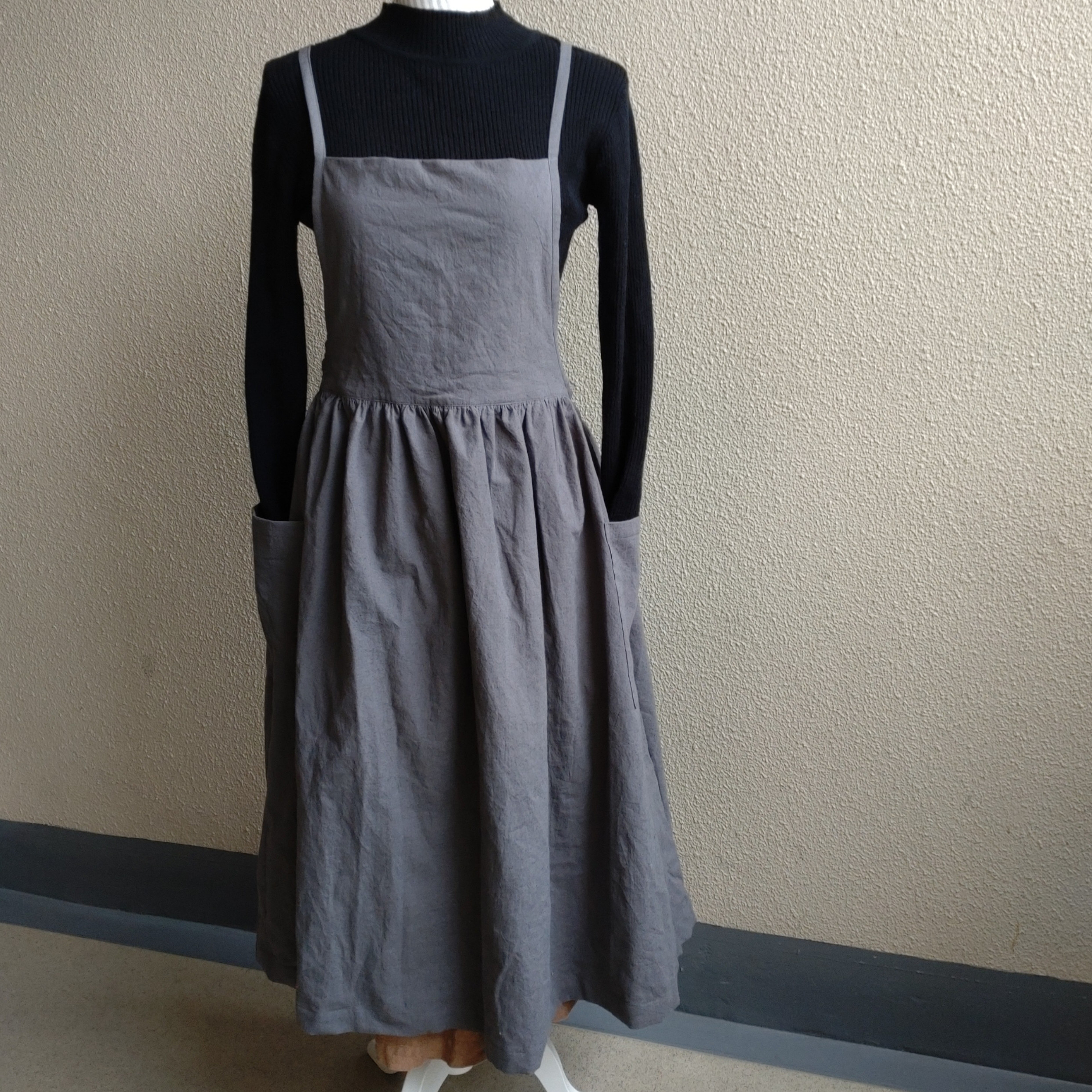 コットンリネン☆3wayギャザーエプロン