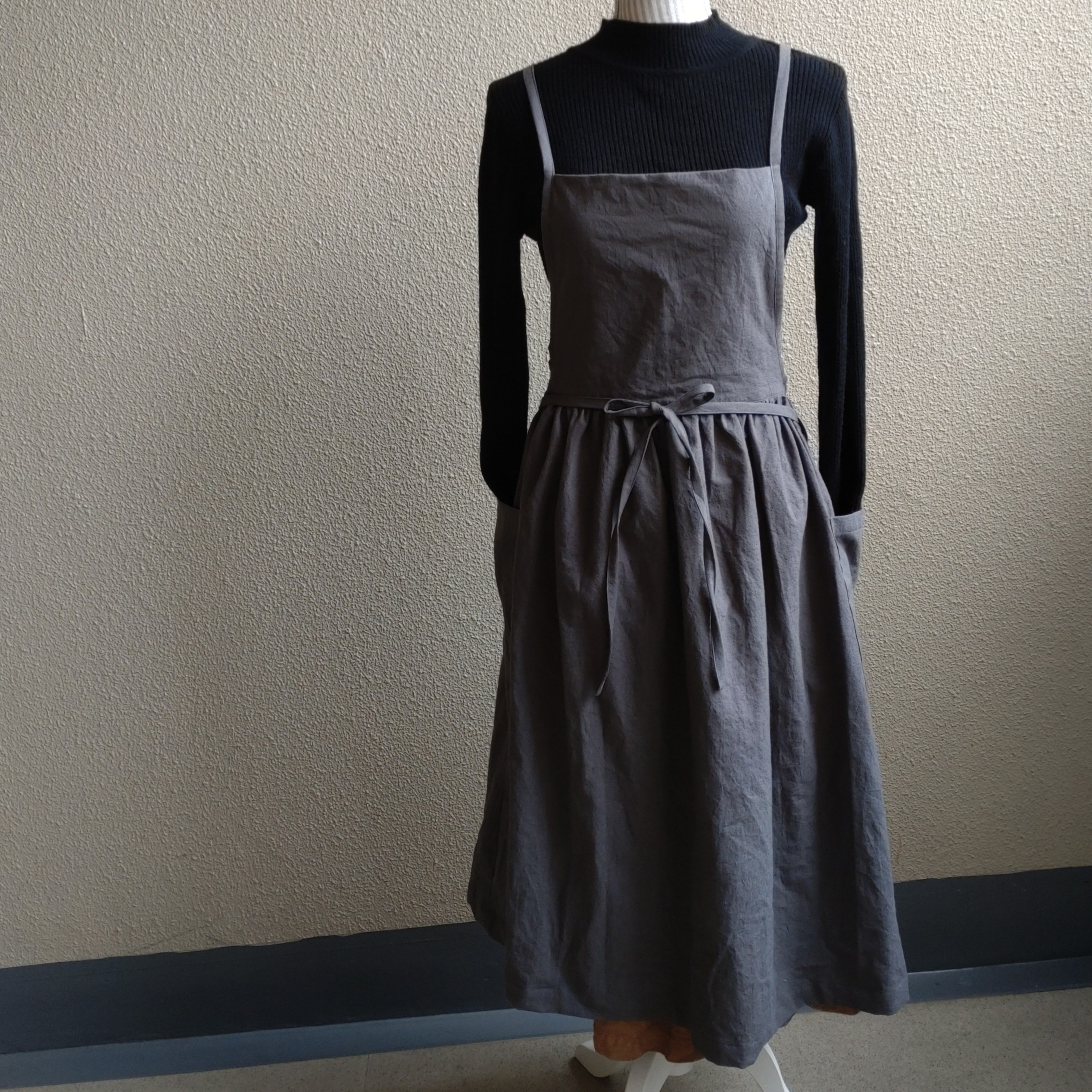 コットンリネン☆3wayギャザーエプロン