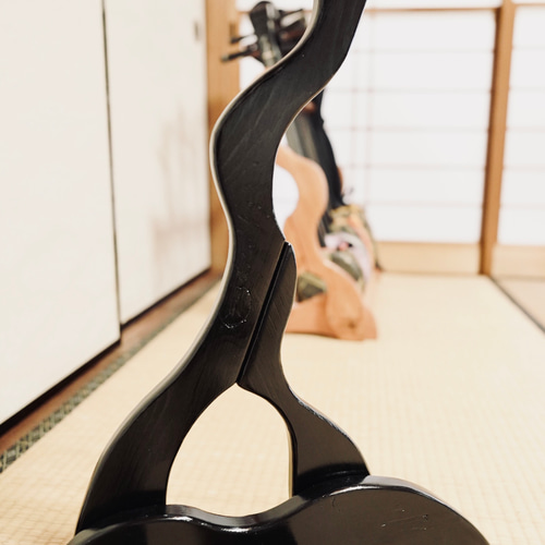 限定1台】手作り木工 木製二胡スタンド （黒漆仕上げ） 4 挺掛け 楽器