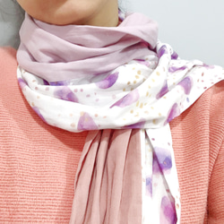 微拾印花．二重紗拼色圍巾⎢紫翡翠琉璃珠 第3張的照片