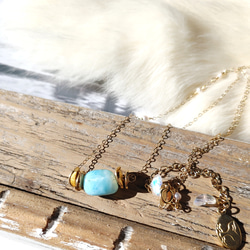 ♡Holiday Special♡❁Sea fruit necklace 14kgf❁　可愛いラリマーの上品ネックレス 1枚目の画像