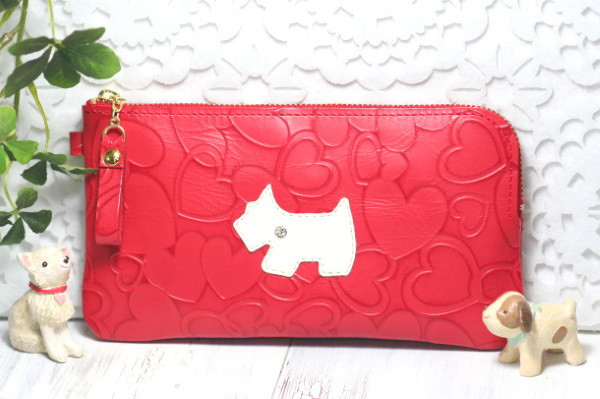 L字ファスナー長財布・ウェスティ・シュナウザー・ハートレッド・社交運アップ・スコティッシュテリア