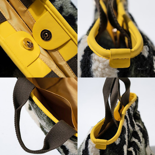 遊びゴコロのあるカモフラージュ柄 ボアバッグ トートバッグ アニマル