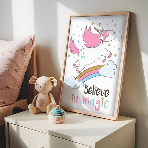 アートポスター ユニコーン 虹 英語メッセージ カラフル おしゃれ