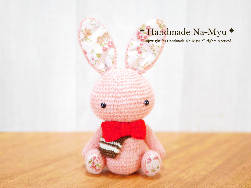 ★即日発送★《Creema限定》約17cm：お散歩ウサギちゃん：ピンク／お飾り（LLサイズ）：ピンクの小花生地