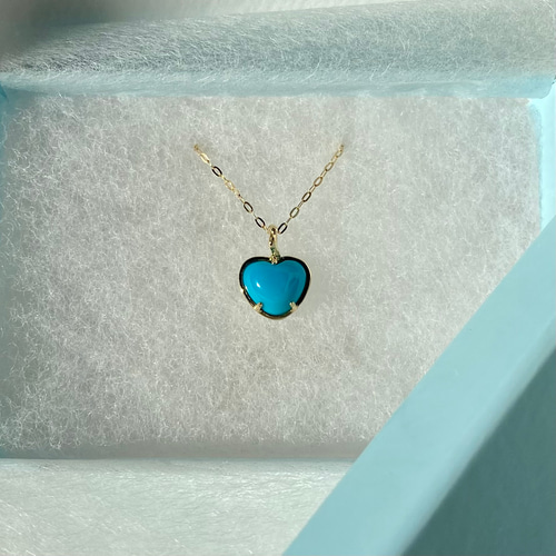 K18天然トルコ石(ターコイズ)ハートネックレス☆スリーピング