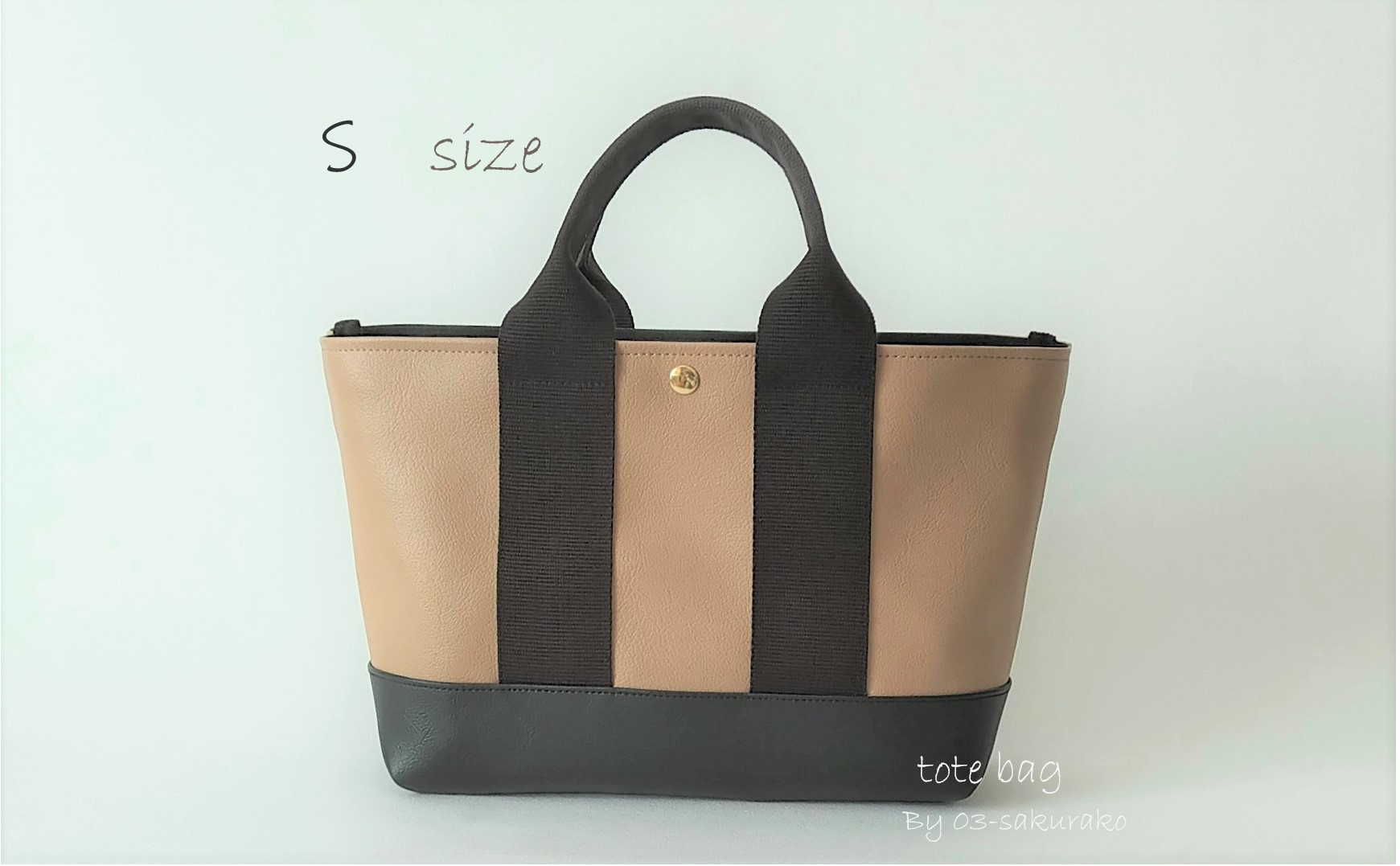 【Sサイズ】2色レザートートバッグ／ベージュ