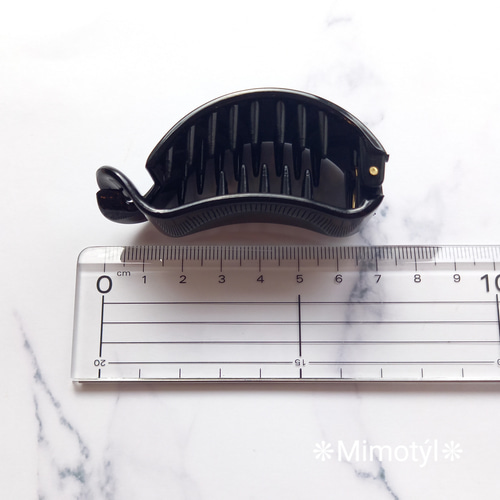 ブルー シンプルフラワー インド刺繍リボン アーチ型バナナクリップ