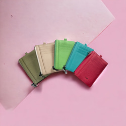 《名入れ》 本革 フラグメントケース ミニ財布 コンパクト財布 小さい財布 ミニウォレット イタリアンレザー レディース 1枚目の画像