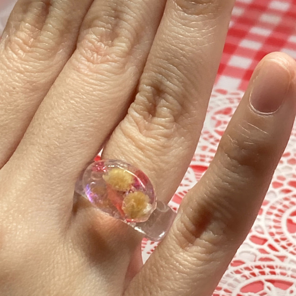 ドライフラワー入り　ガーリー　可愛い　レトロ　個性的　プレゼントに　指輪㉜ 2枚目の画像
