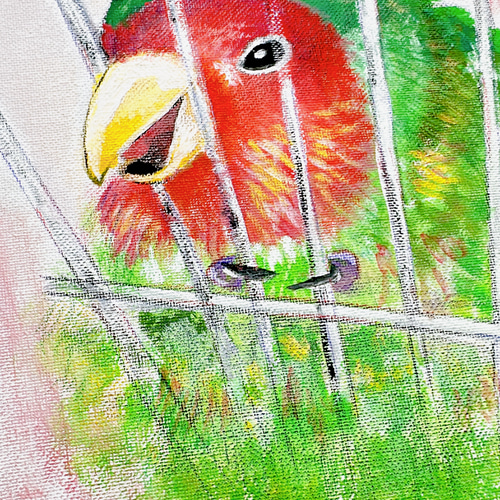 コザクラインコ/F3キャンバスアート/イラスト/アクリル絵の具