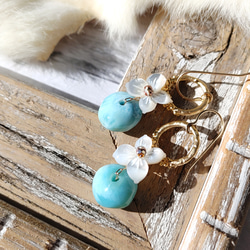 ♡Holiday Special♡❁Larimar sea wreath earrings 14kgf❁美しいラリマー 5枚目の画像