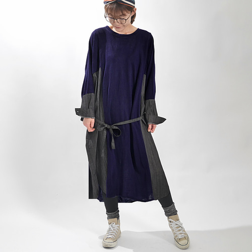 ゆったりラフ感デザイン＊ロングシーズンコーデOK＊デニム切り替え